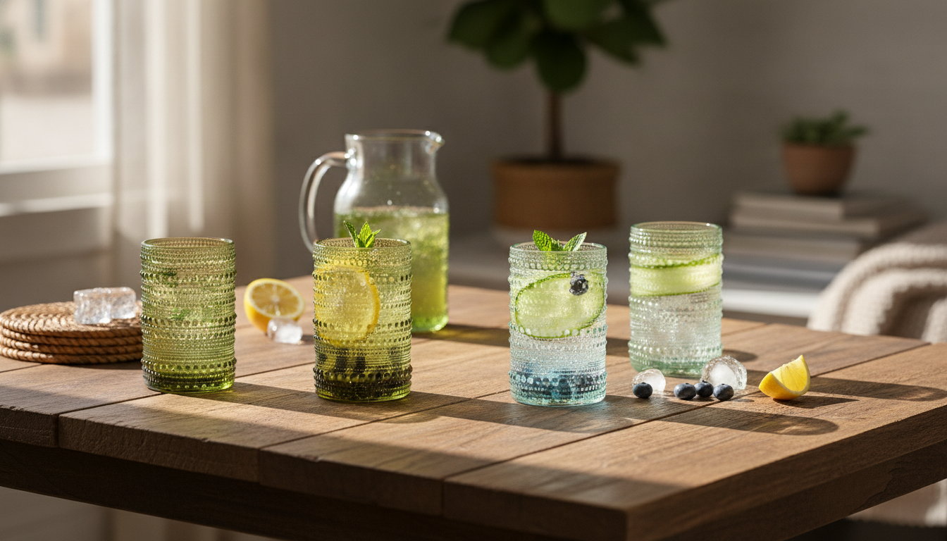4-Piece Retro Bead Drinking Glass Set for Iced Drinks