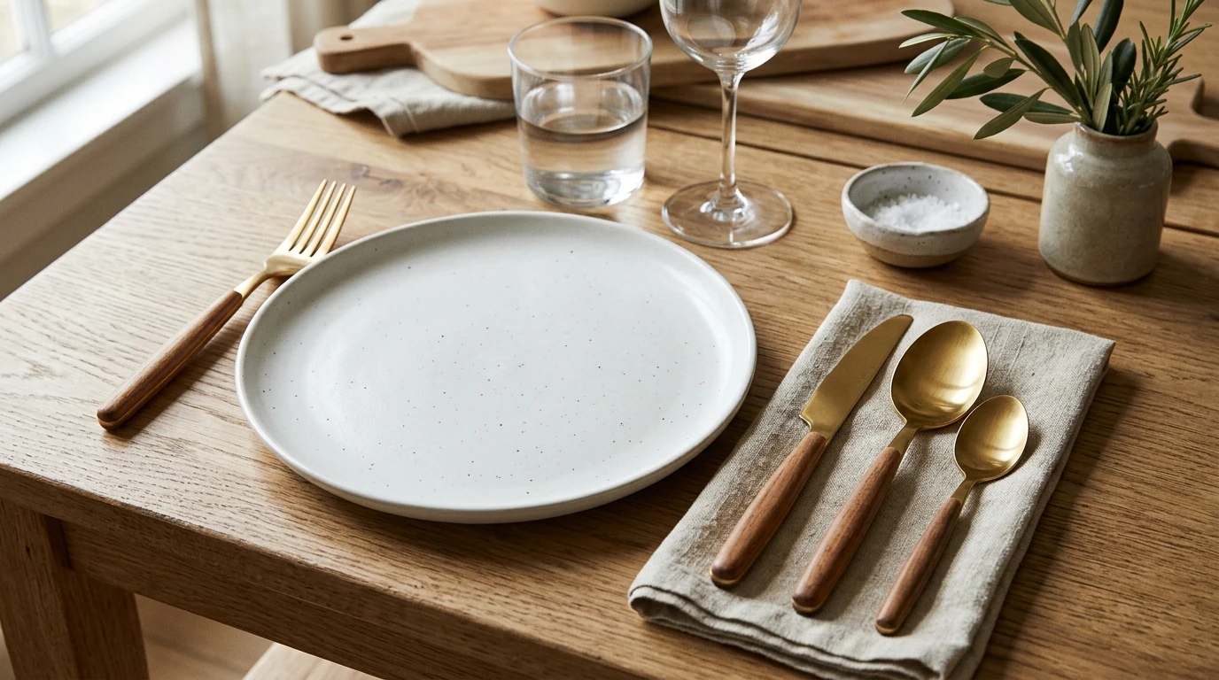 Gold & Wood 24-Piece Cutlery Set: Care, Feel, Styling